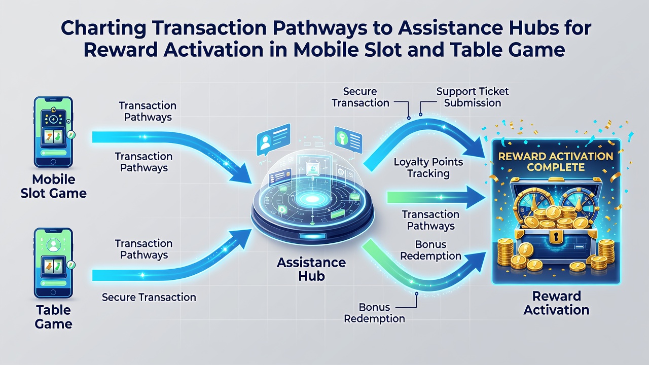Illustration of assistance hub connecting mobile table game transactions to reward systems
