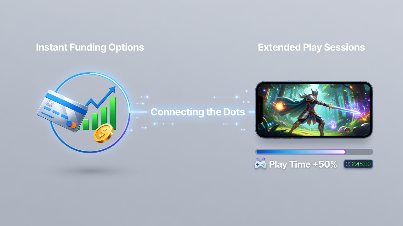 User engaging with extended mobile casino session on smartphone with funding confirmation overlay