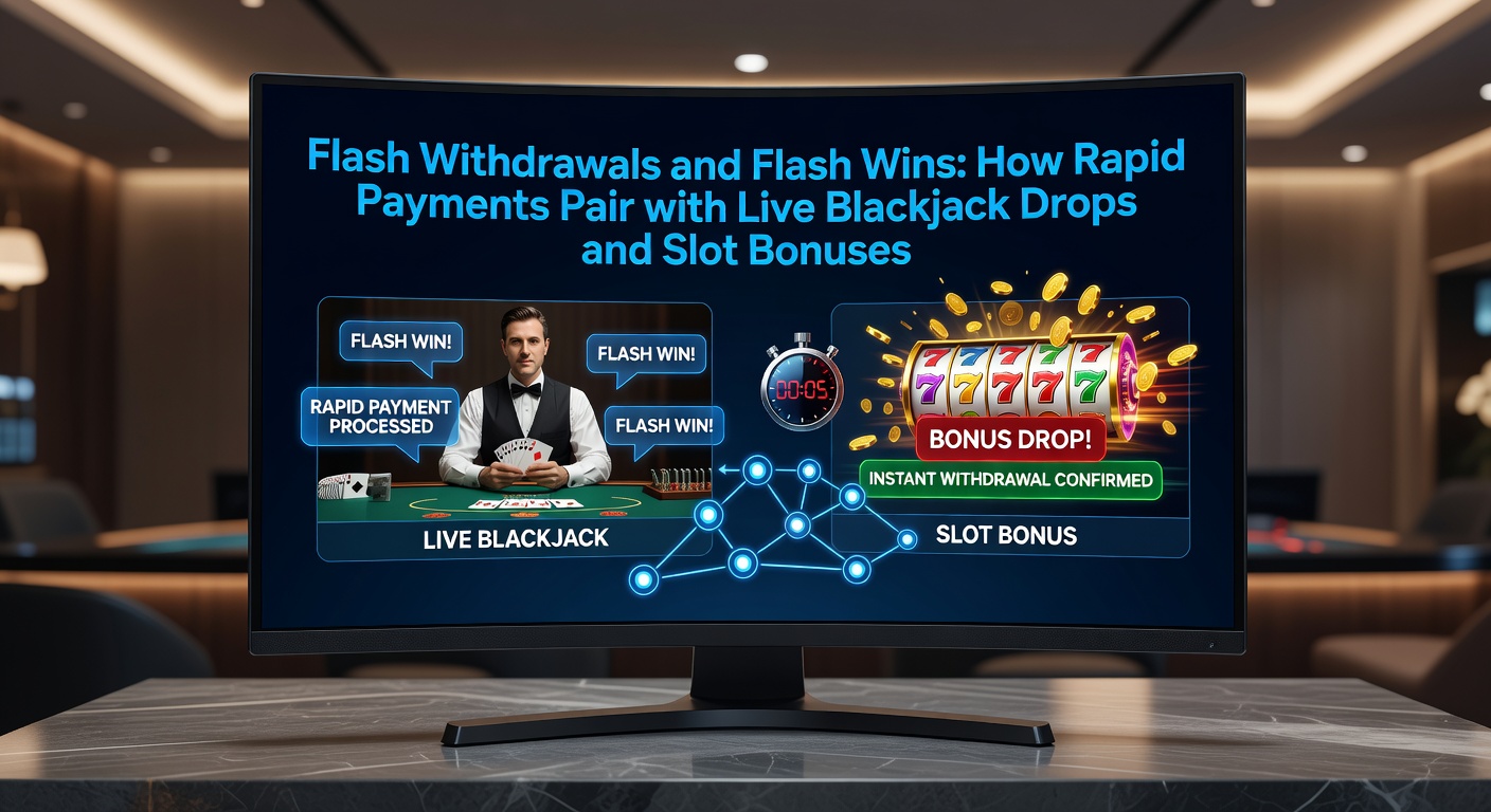 Dynamic split-screen of a slot machine bonus round exploding with wins alongside a flash withdrawal confirmation on a smartphone, highlighting instant mobile casino synergy