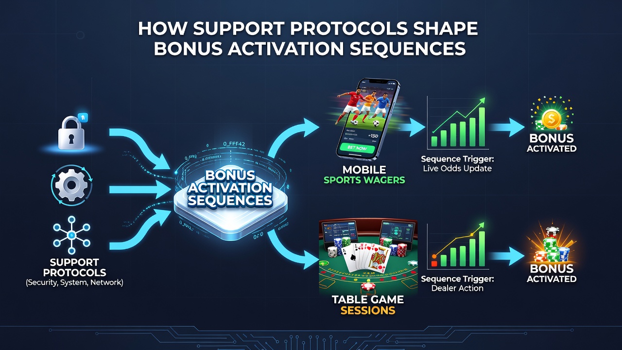 Support agent assisting player with table game bonus verification on mobile device