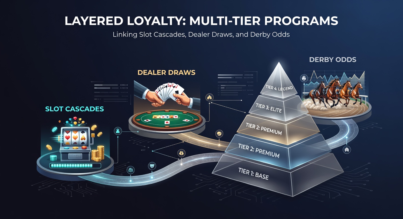 Close-up of a live dealer drawing cards at a blackjack table, with overlaid graphics showing loyalty points ticking up alongside slot cascade animations and derby betting slips