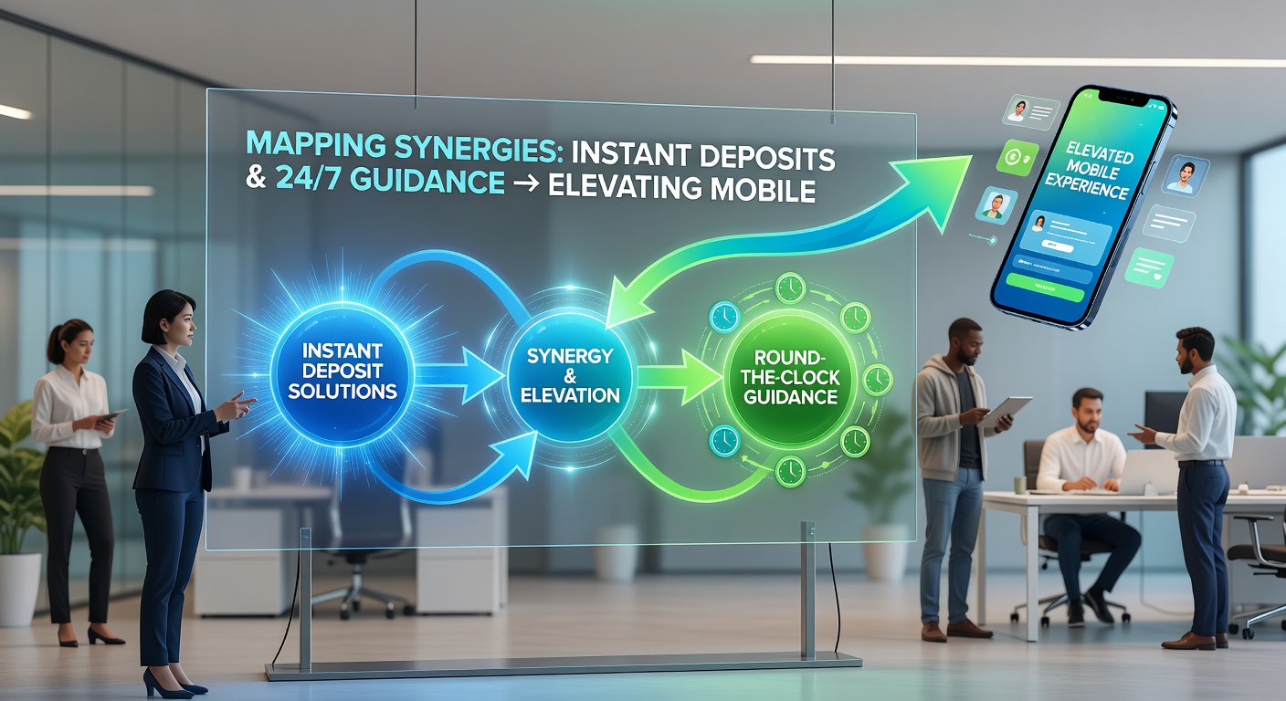 Infographic showing data flows between instant deposits, 24/7 support teams, live dealer tables, and accumulator bet tracking on smartphones