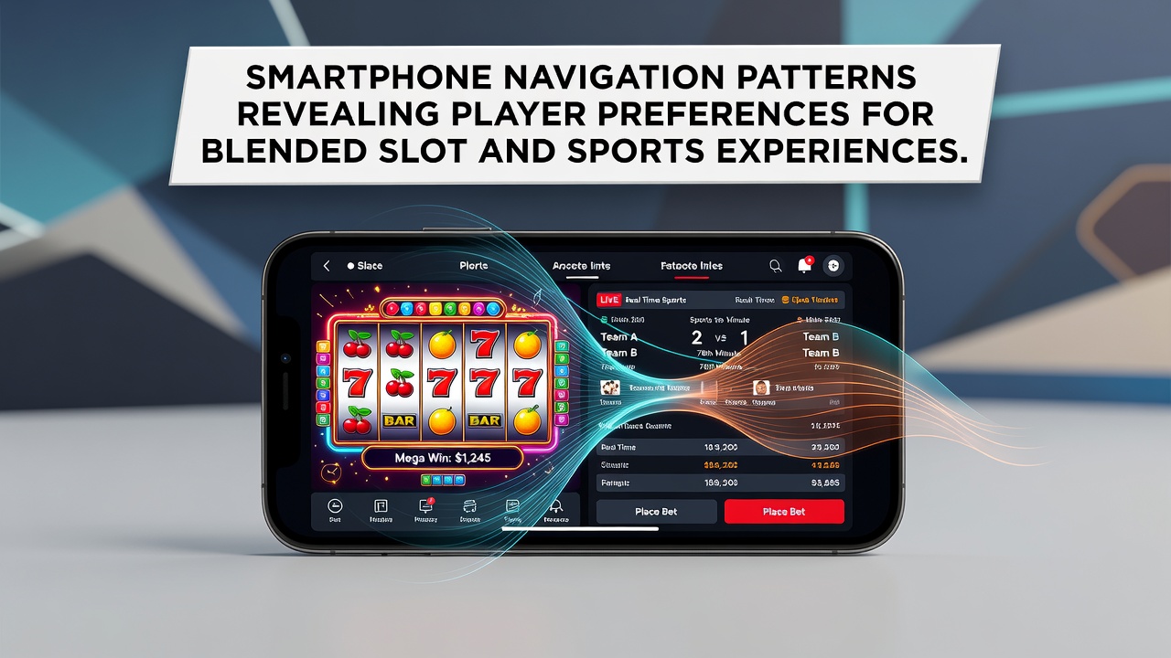 Analytics dashboard showing user flow paths connecting slot game menus and sports betting odds screens on mobile devices